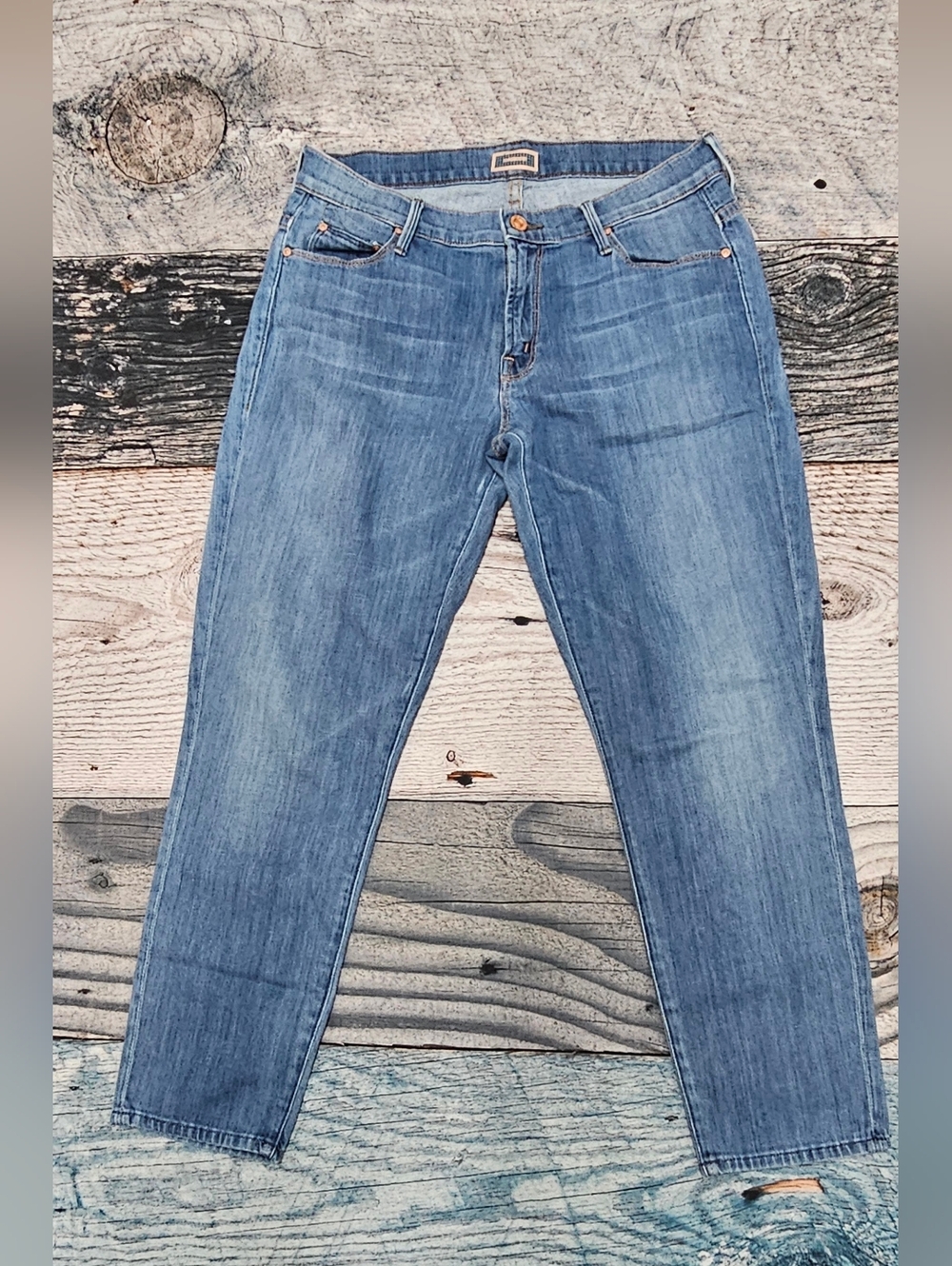 Mother Skinny,Not Skinny Cropped Ankle Jeans Tea for Two Women's Size 28
